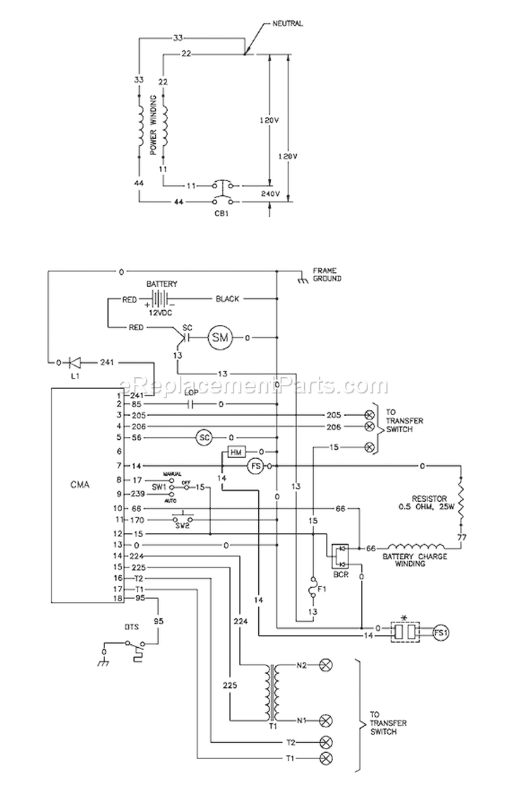 Page I Diagram and Parts List for 1535-1  Briggs and Stratton Generator